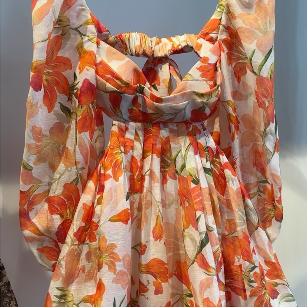 Zimmermann Floral Orange and White Mini Dress